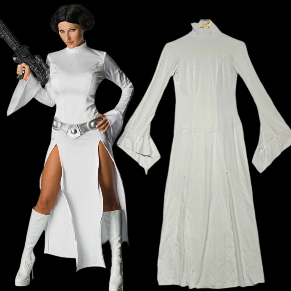 Rubies Princess Leia Costume Women XS White Official Star Wars Cosplay Wig Belt